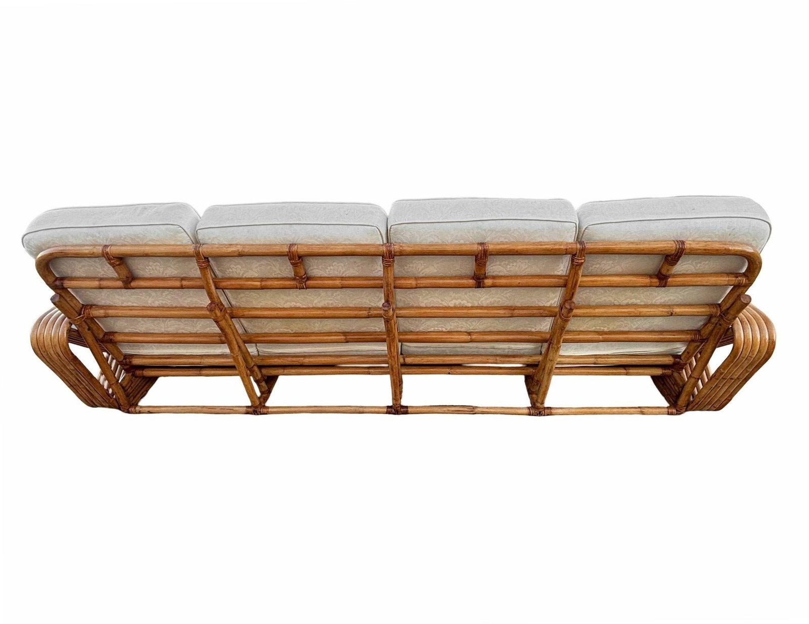 Restored Paul Frankl Inspired 5-Strand Square Pretzel4-Seat Sectional Rattn Sofa - 5