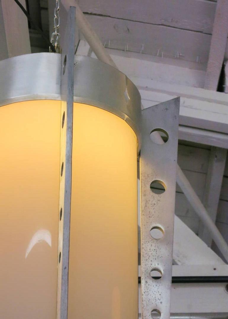 Mid-Century Aluminum Cylinder Pendant circa 1960, Pair - 2