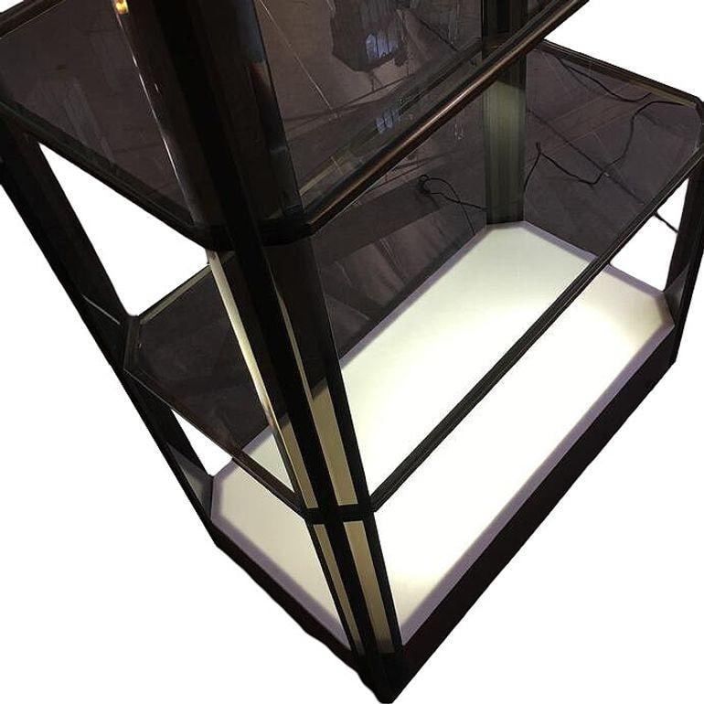 Bronze Glass Light Up Shelf Étagère with Smoked Acrylic Accents - 3