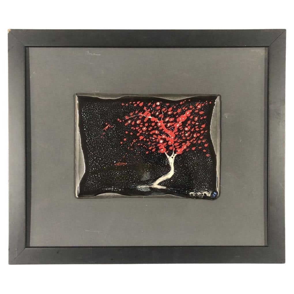 Silver Metal Tree Landscape with Fall Leaves Framed Pottery by Tom Turnbull (1 of 5)