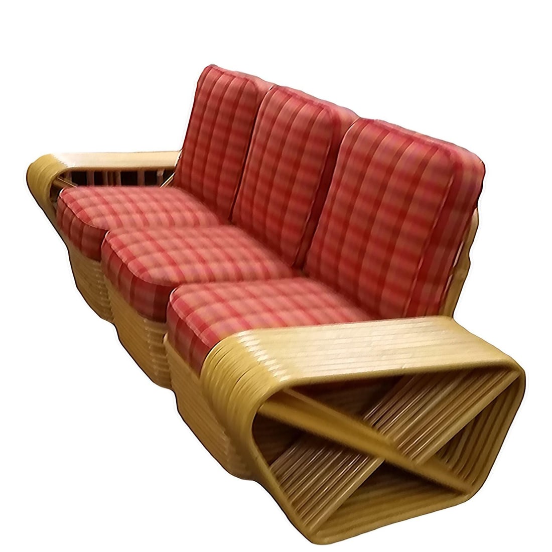 Restored Mid-century10 Strand Square Pretzel Rattan 3-seater Sectional Sofa - 3