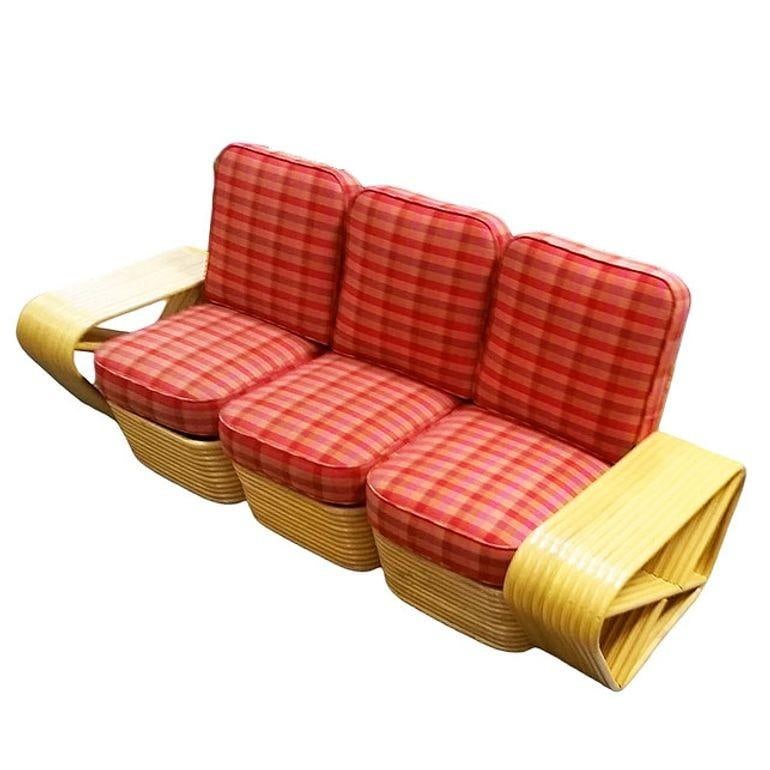 Restored Mid-century10 Strand Square Pretzel Rattan 3-seater Sectional Sofa - 4