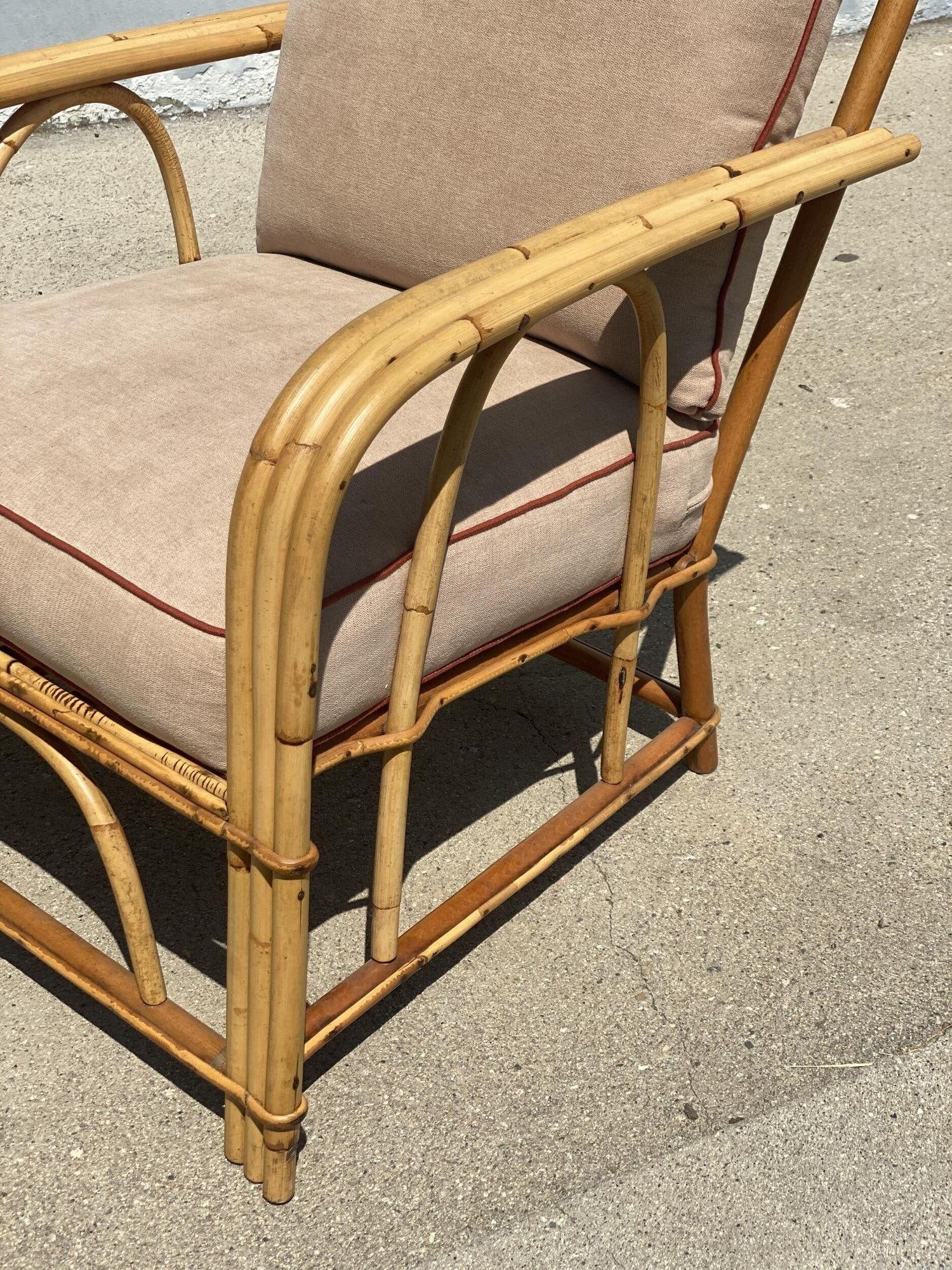 Restored "1949er" Rattan 3-Strand Lounge Chair by Heywood Wakefield - 3