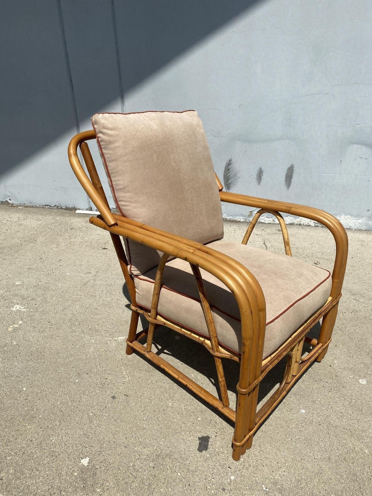Restored "1949er" Rattan 3-Strand Lounge Chair by Heywood Wakefield - 4