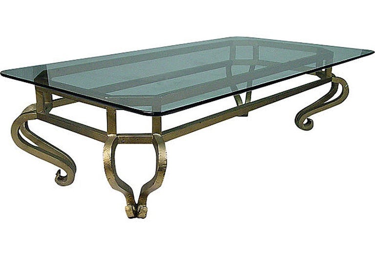 Glamorous Hollywood Regency Gilt Metal Coffee Table - 2