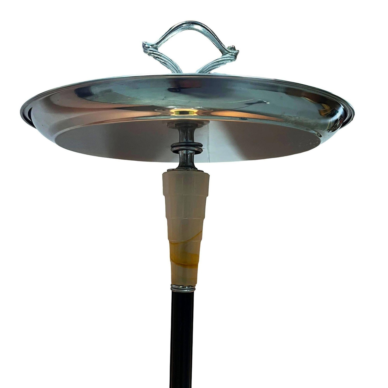 Chrome Streamline Art Deco Drink Side Glass Top Table w/ Light Up Base - 3