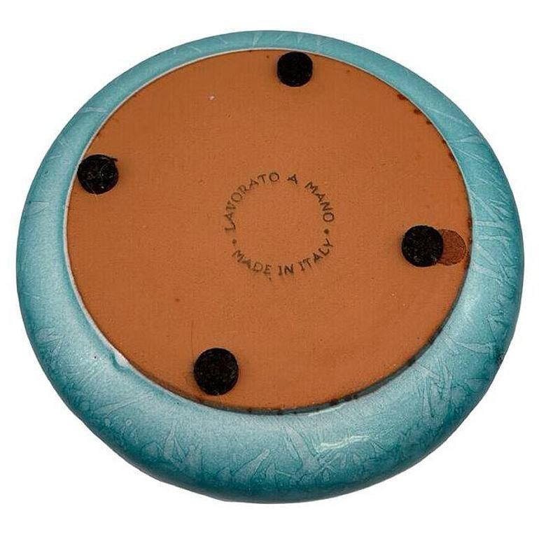 Large Mid-Century Aldo Londi Style Itailian Turqoise Glazed Pottery Ashtray - 5