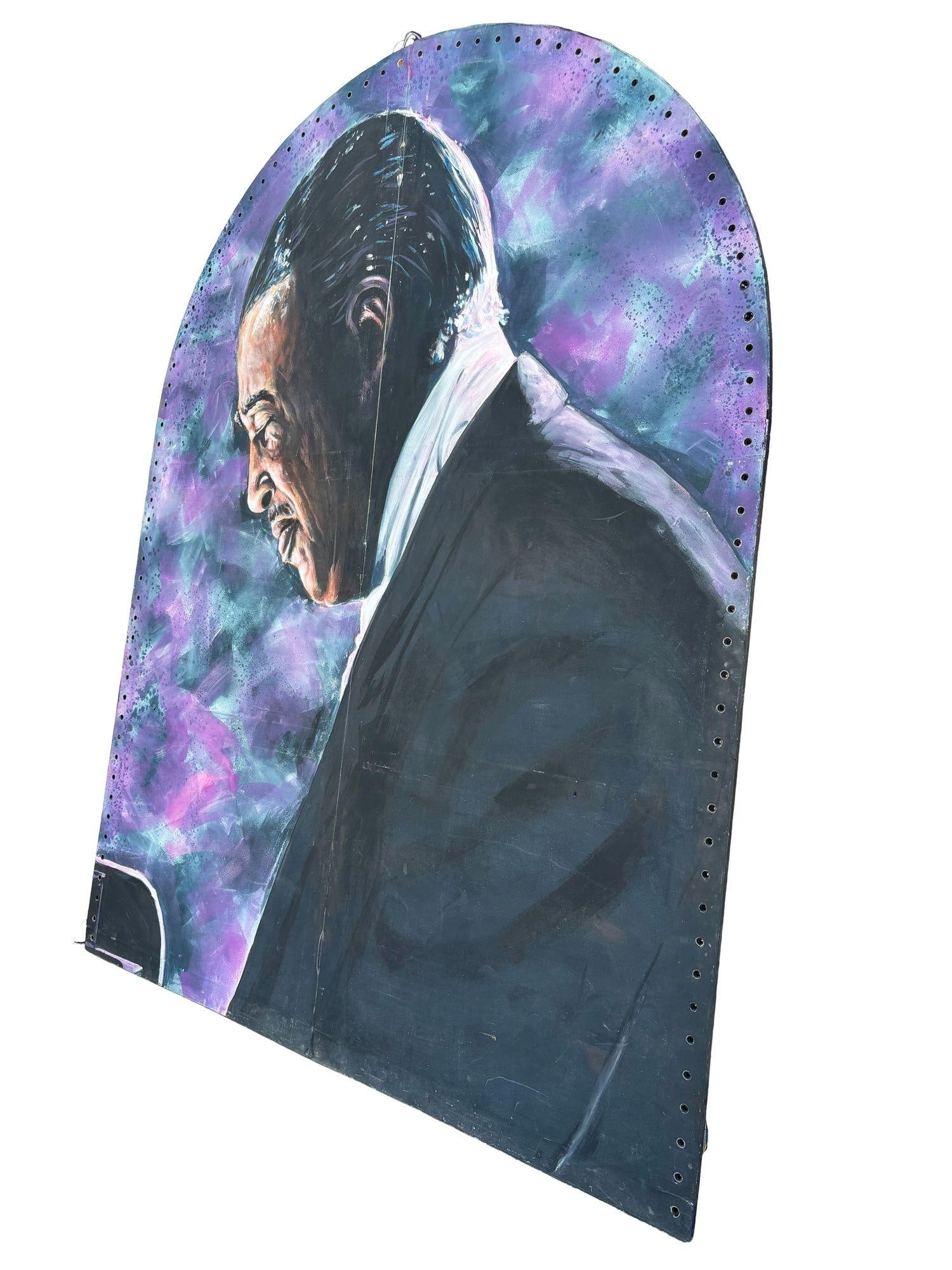 10' Foot Tall Oil on Canvas Portrait of Count Basie Light Up Folding Screen - 2
