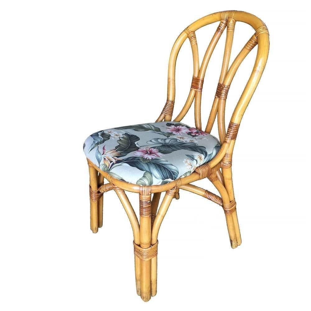 Restored Rattan Dining Side Chair w/ "Hour Glass" Back, Set of Four - 5