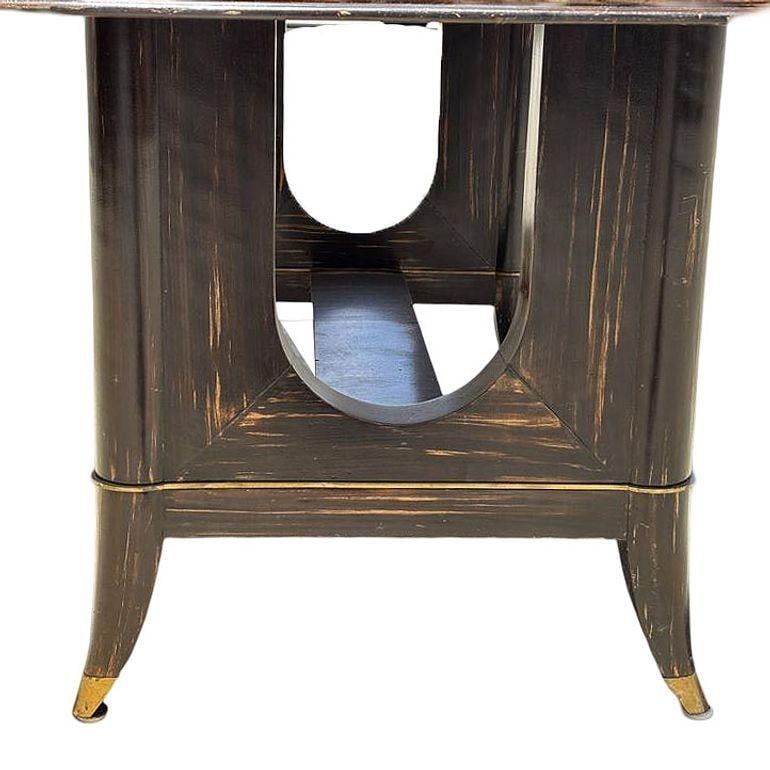 Atelier Leleu Style French Art Deco Macassar Ebony Dining Table w/ Brass Access - 2