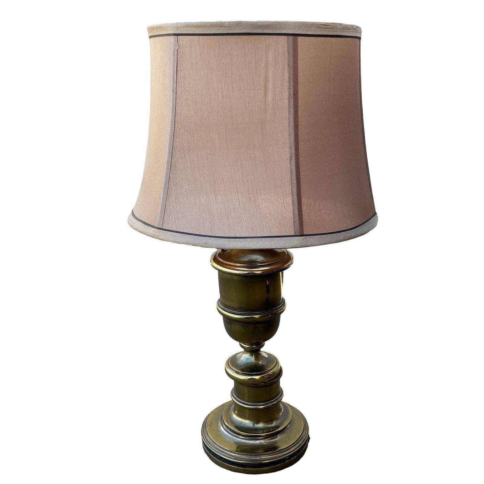 Hollywood Regency Brass Stiffel Style Table Lamp w/ Shade - 2