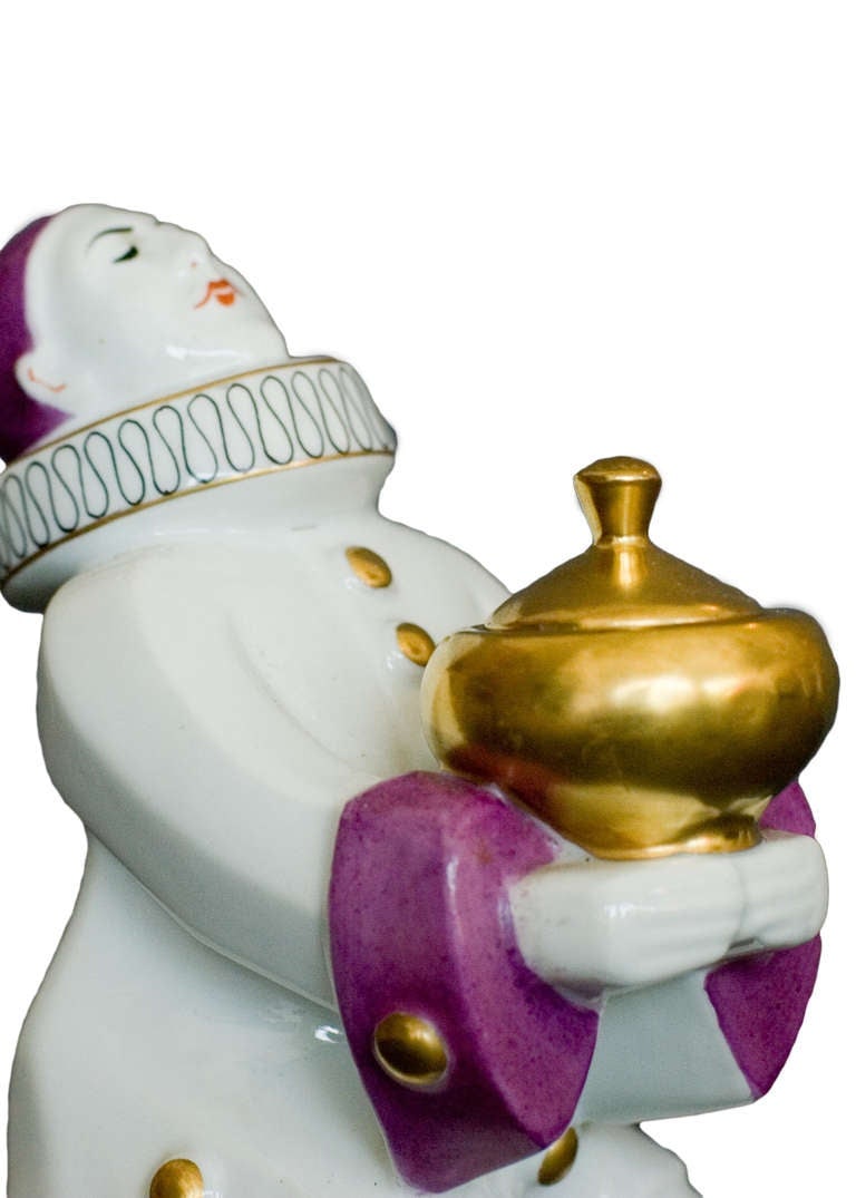 French Harlequin Ceramic Ink and Pen Stand by Aladin - 4