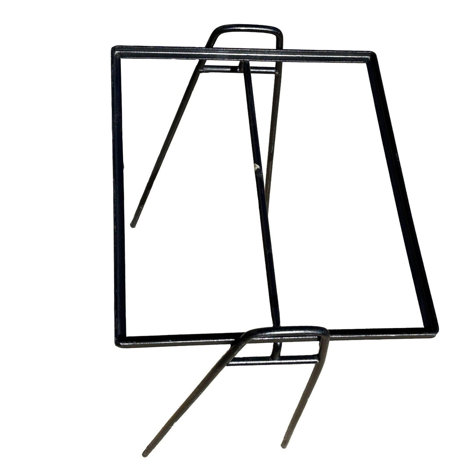 Mid-century Geometric Black Iron Patio/Outdoor Side Drinks Table w/ Glass Top - 4