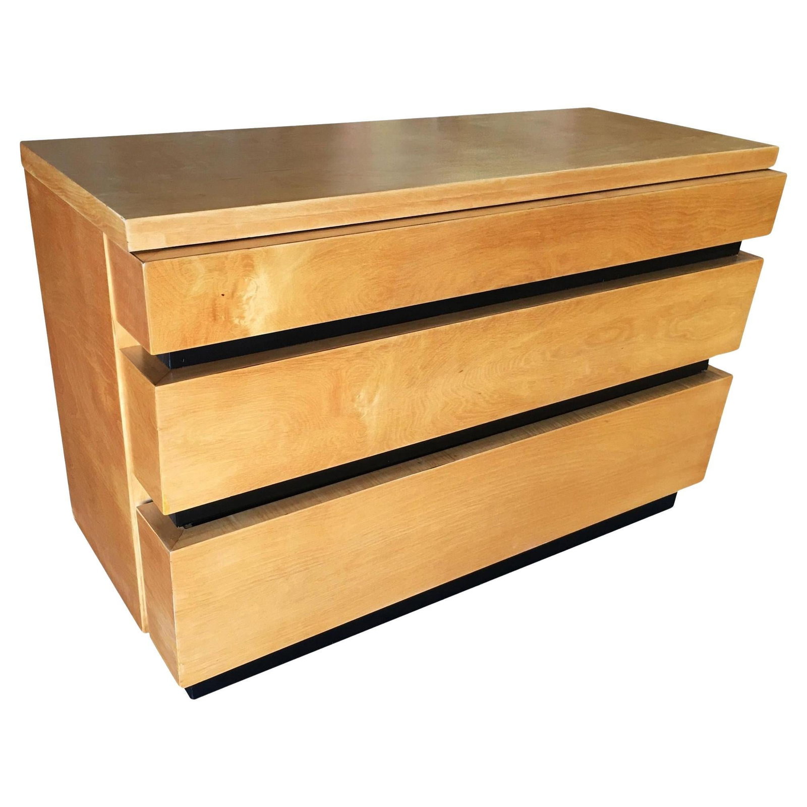 Eliel Saarinen Inspired Streamline Moderne Lowboy Dresser w/ Black Front (1 of 5)