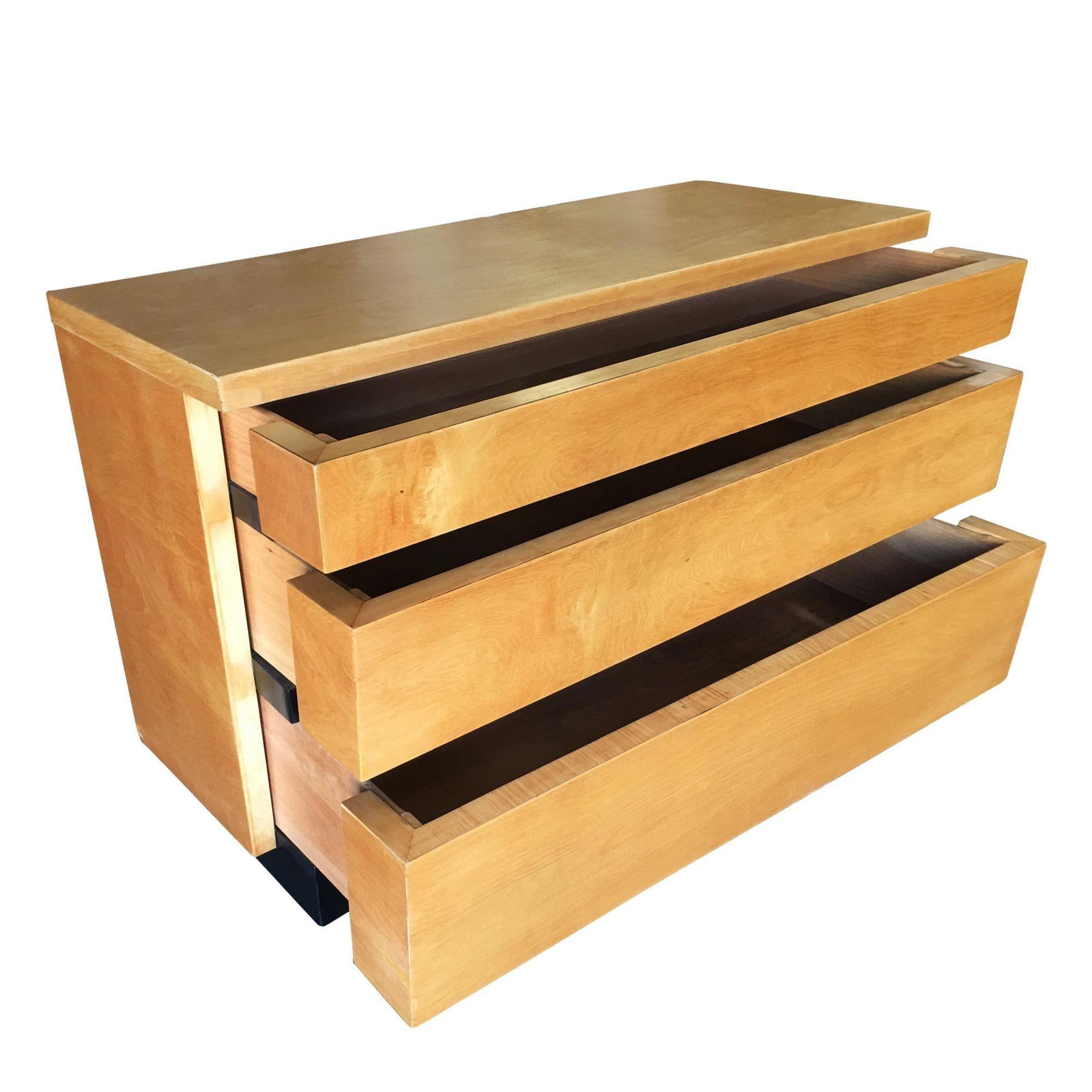 Eliel Saarinen Inspired Streamline Moderne Lowboy Dresser w/ Black Front - 2