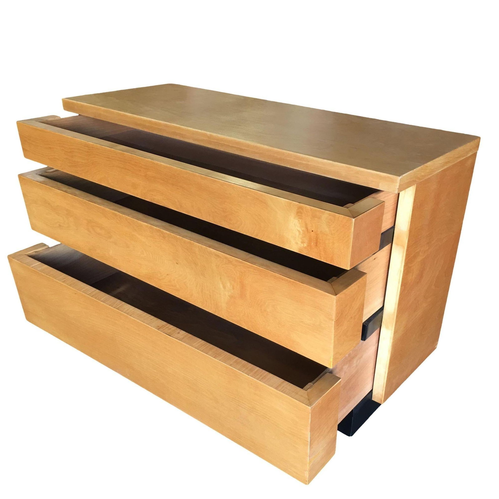 Eliel Saarinen Inspired Streamline Moderne Lowboy Dresser w/ Black Front - 3