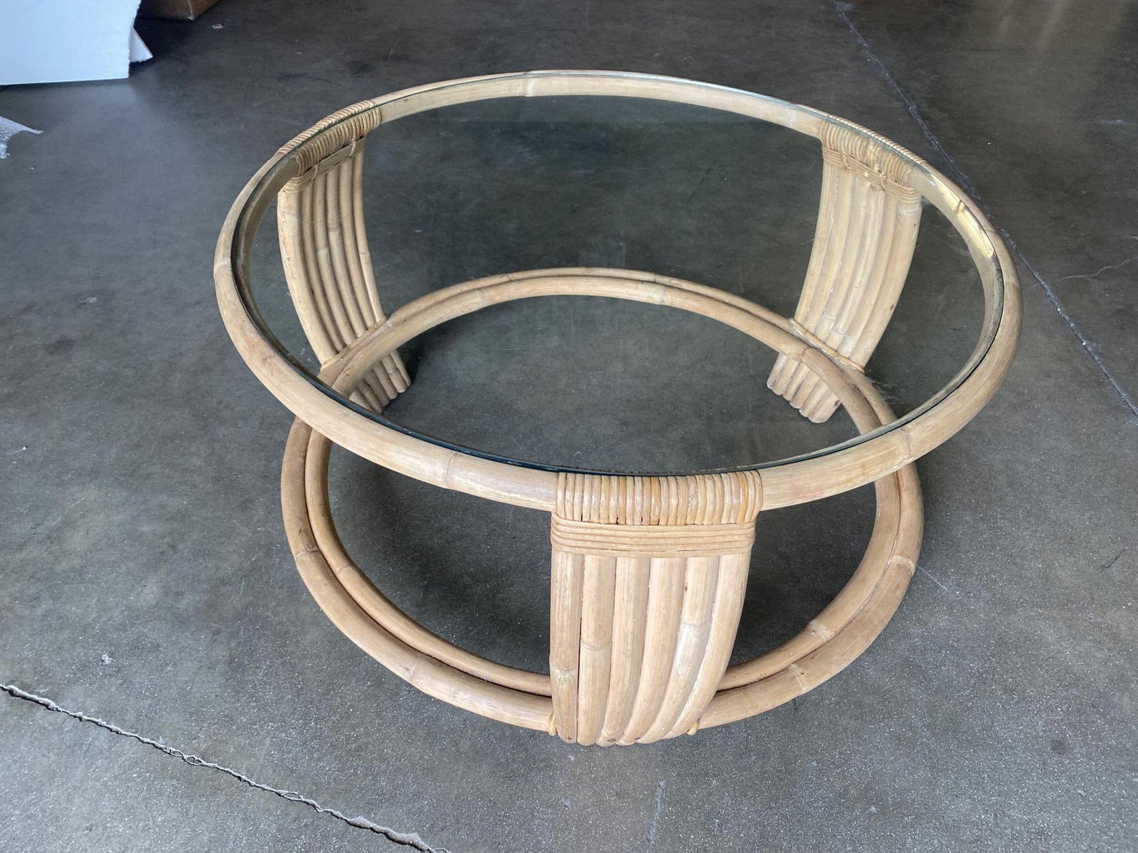Five Strand Rattan Coffee Table with Glass Top - 2