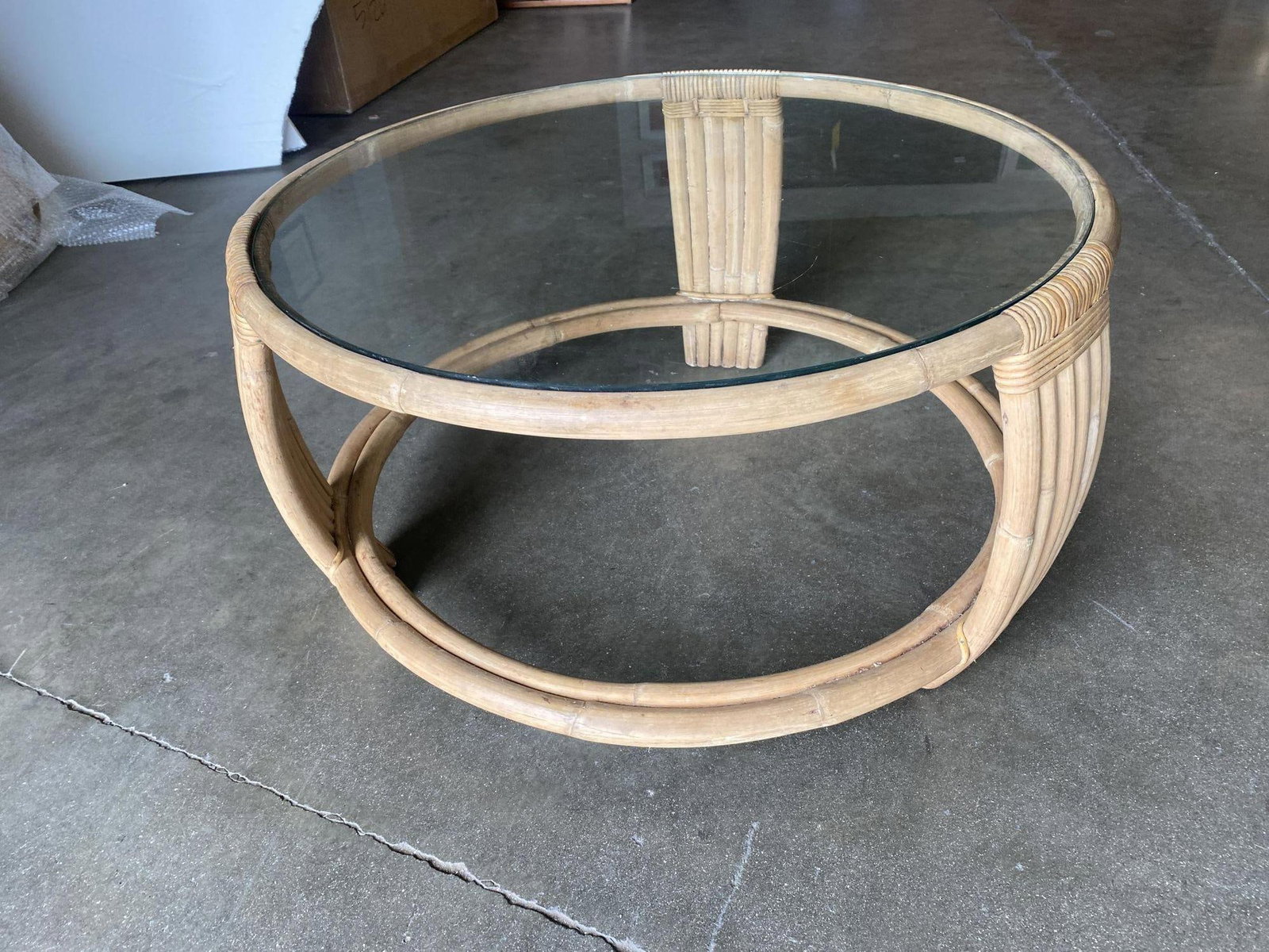 Five Strand Rattan Coffee Table with Glass Top - 4