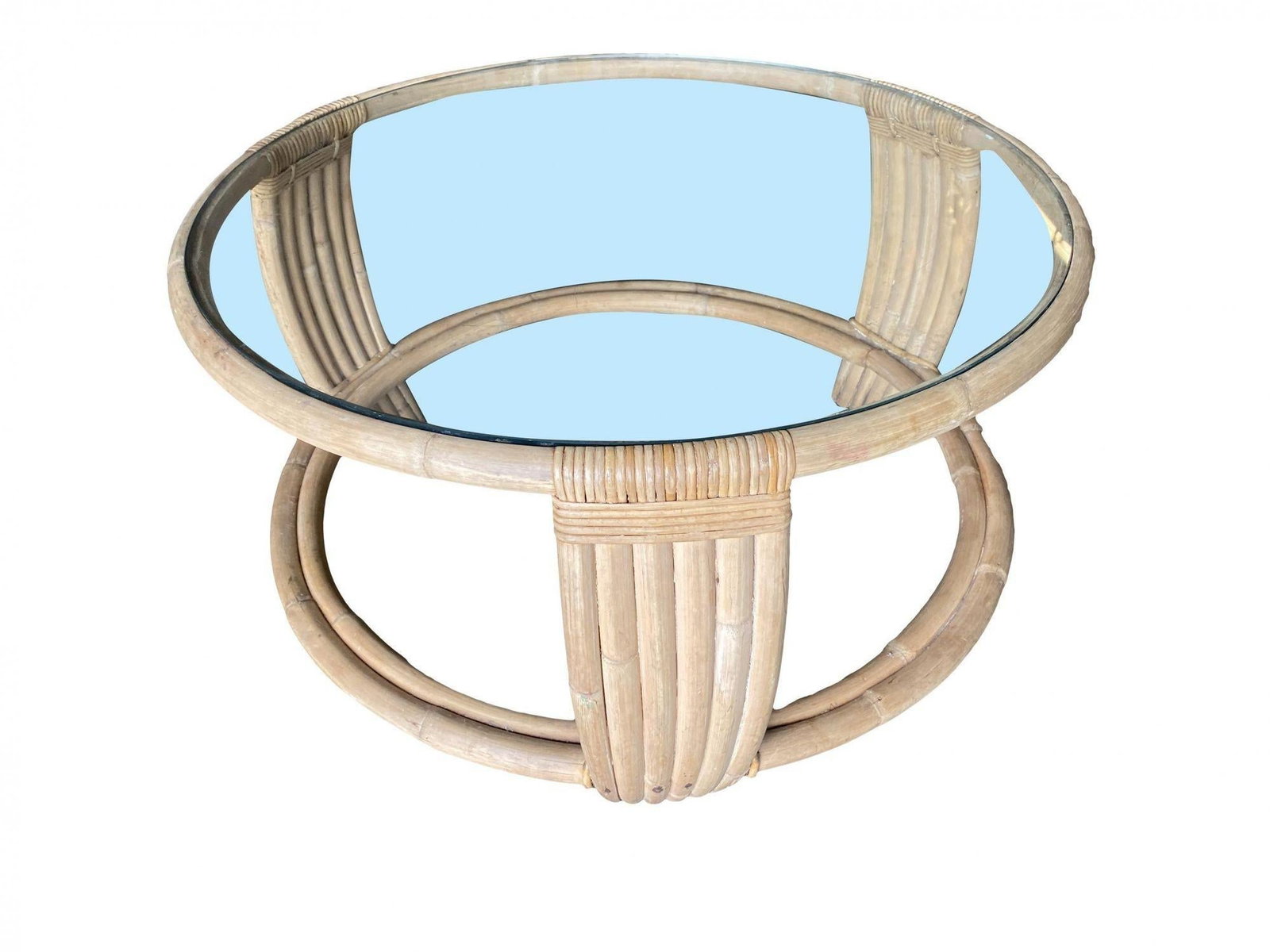 Five Strand Rattan Coffee Table with Glass Top - 5