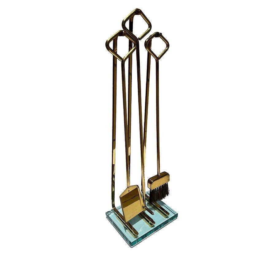 Italian Modernist Brass and Glass Fireplace by Fontana Arte - 2