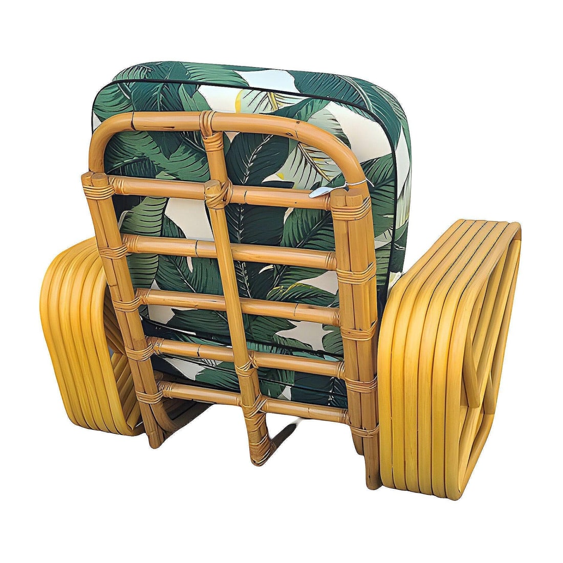Restored Paul T Frankl Style 6-Strand Square Pretzel Rattan Lounge Chair - 4