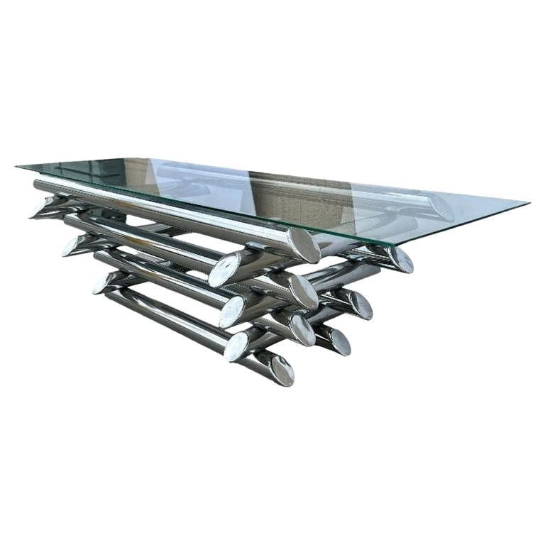 Paul Mayen Style Chrome Tubular Stacked Cocktail Table (1 of 4)