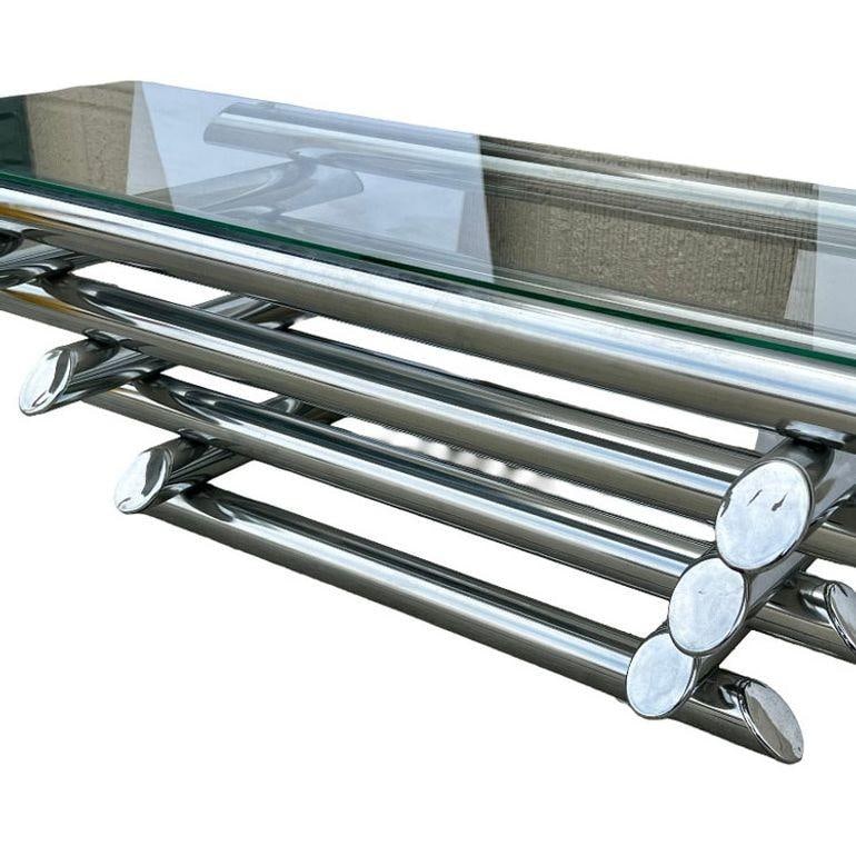 Paul Mayen Style Chrome Tubular Stacked Cocktail Table - 3