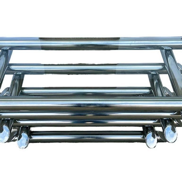 Paul Mayen Style Chrome Tubular Stacked Cocktail Table - 4