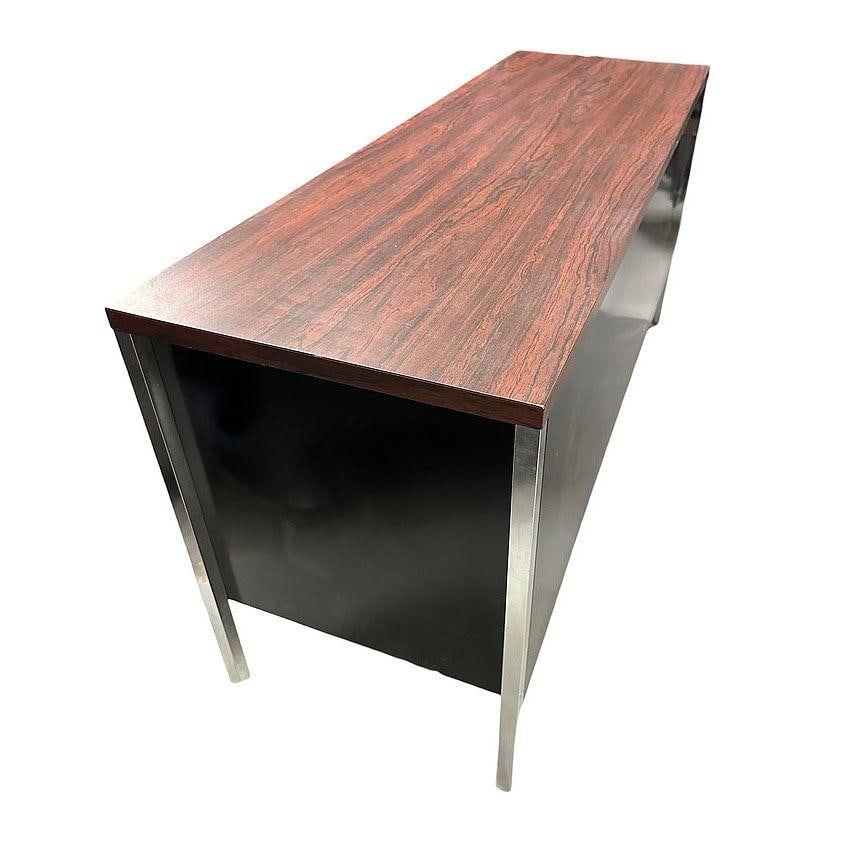 Modern Black & Chrome Metal Tanker Credenza by Steelcase - 2