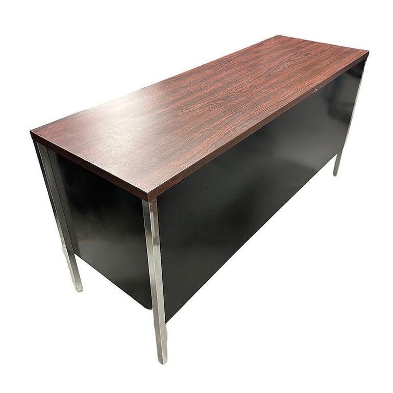 Modern Black & Chrome Metal Tanker Credenza by Steelcase - 3