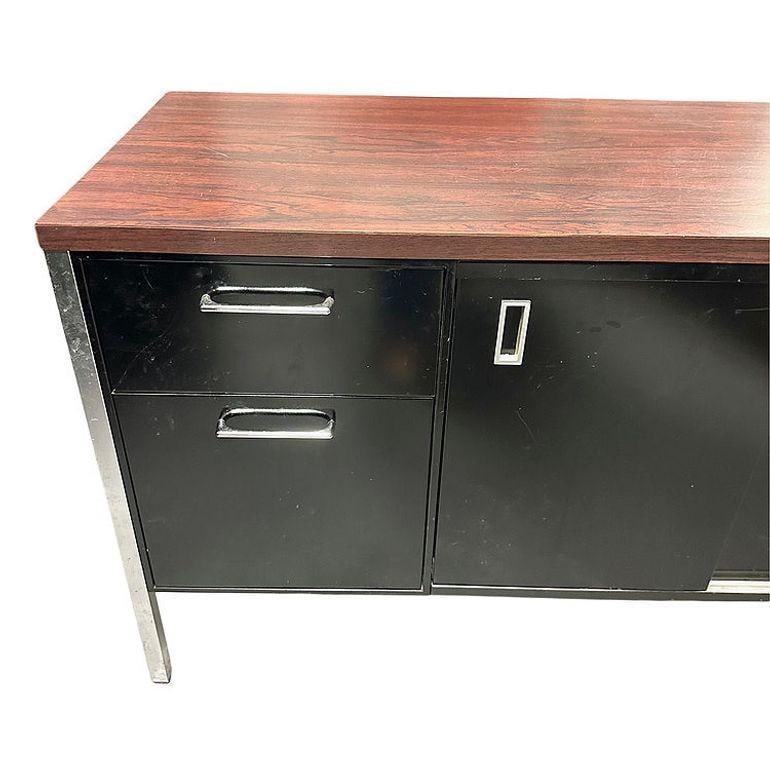 Modern Black & Chrome Metal Tanker Credenza by Steelcase - 4