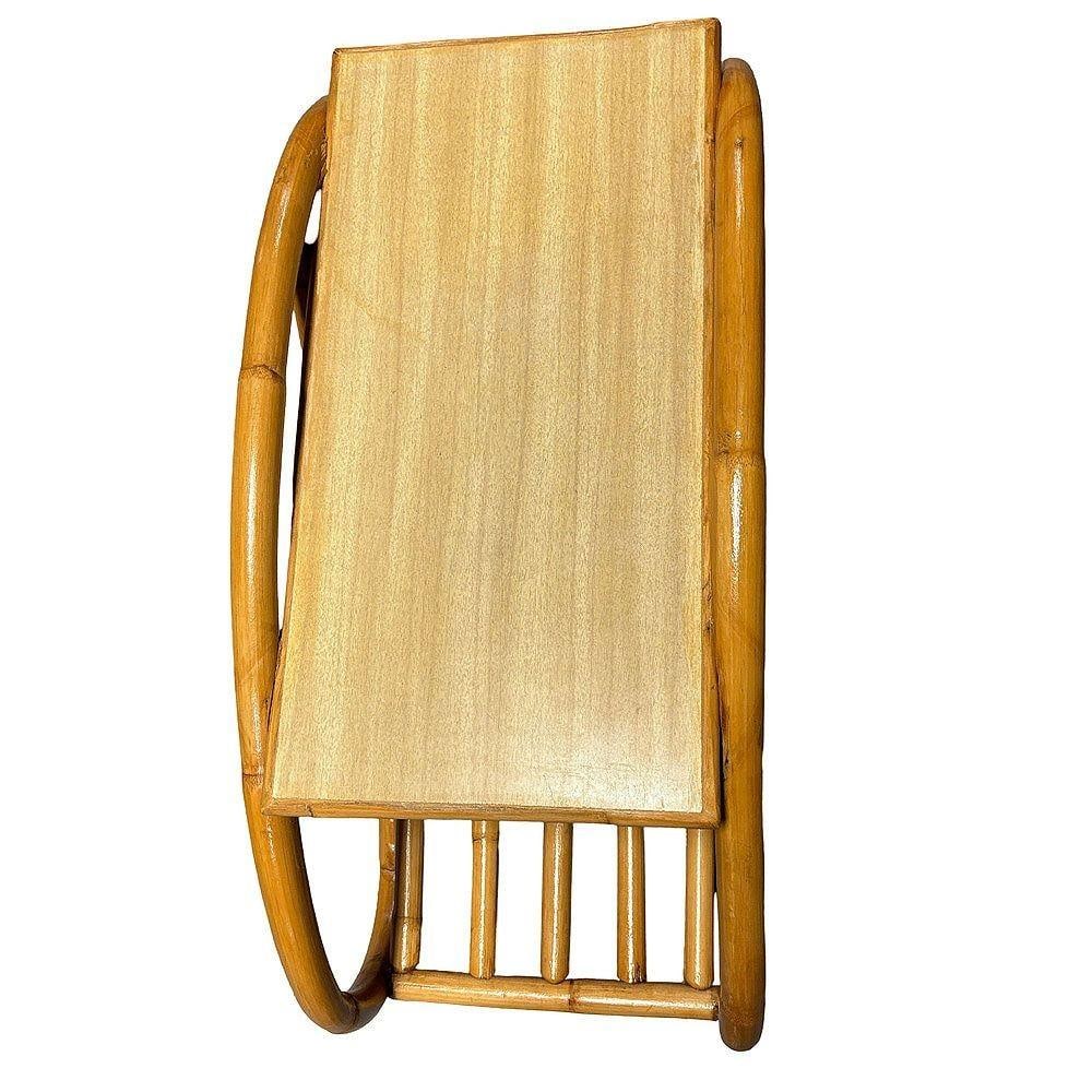 Restored Mid-century 3/4 Pretzel Rattan & Formica "Grasshopper" Side Table, Pair - 3