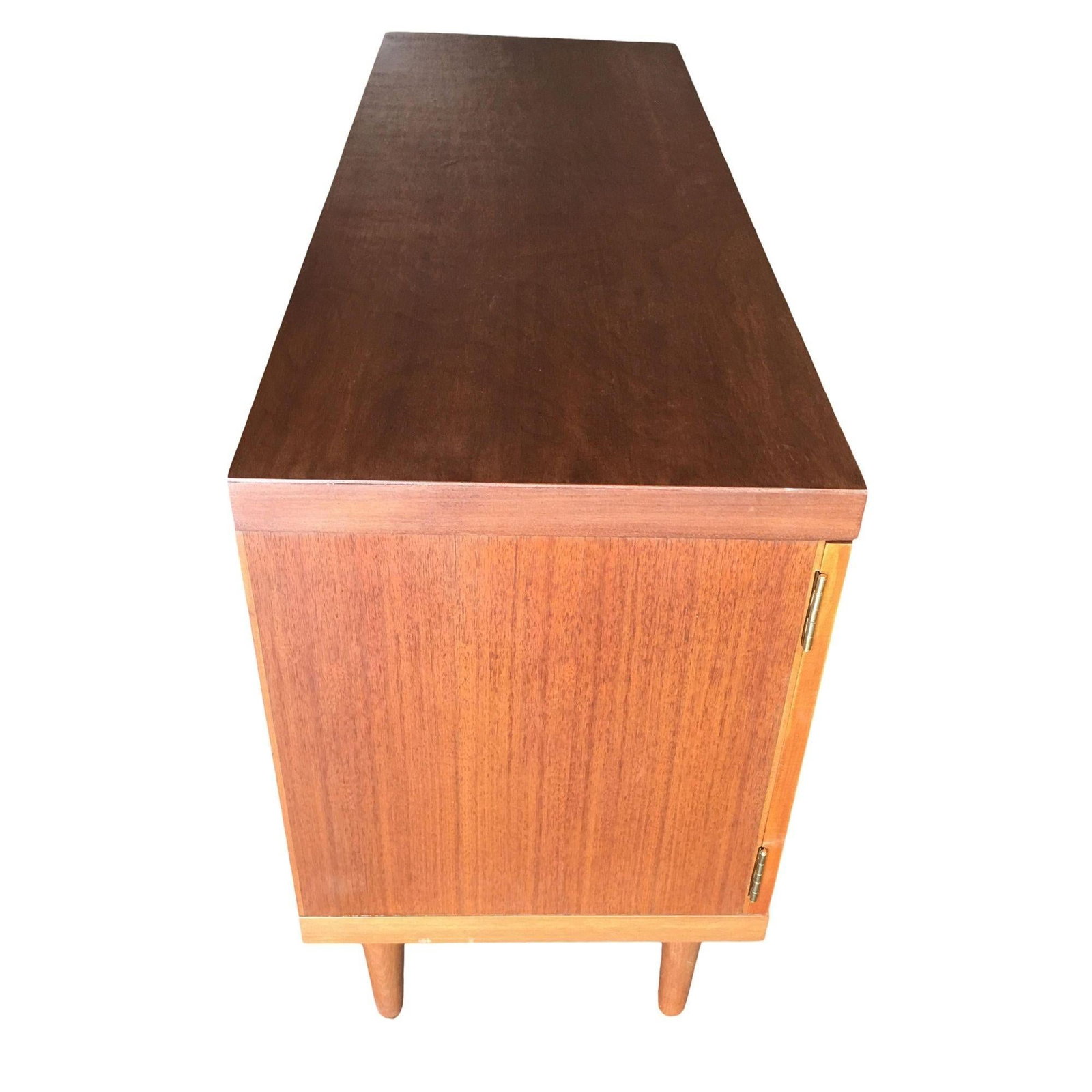 Danish Modern Rose Stained Credenza Cabinet with Sculpted Pig Nose Pulls - 3