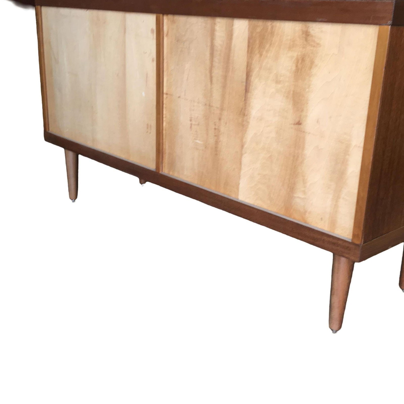Danish Modern Rose Stained Credenza Cabinet with Sculpted Pig Nose Pulls - 4