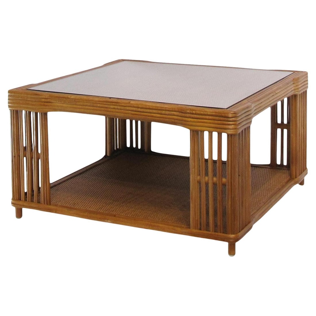 Restored Large Modern Presidents Stick Reed Rattan Nantucket Coffee Table (1 of 5)