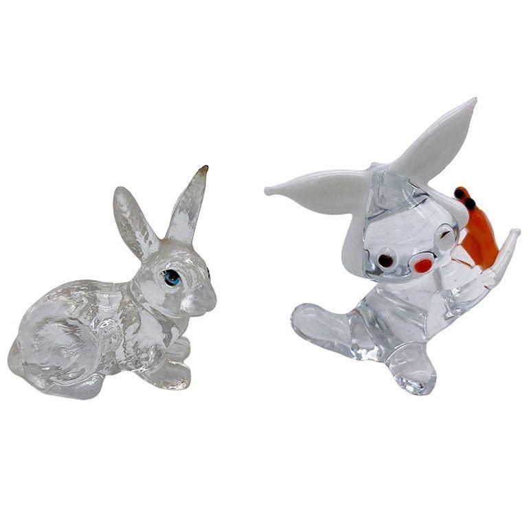 Set of 11 Rare Modernist Glass & Lucite Bunny Rabbit Figural Collection - 5