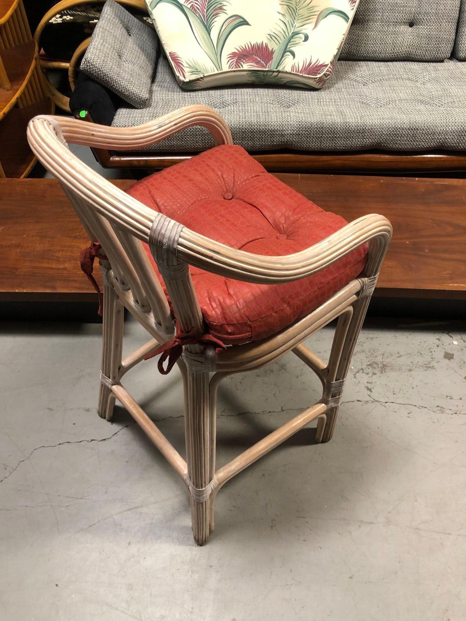Restored Rattan Whitewash Counter Chairs - 5