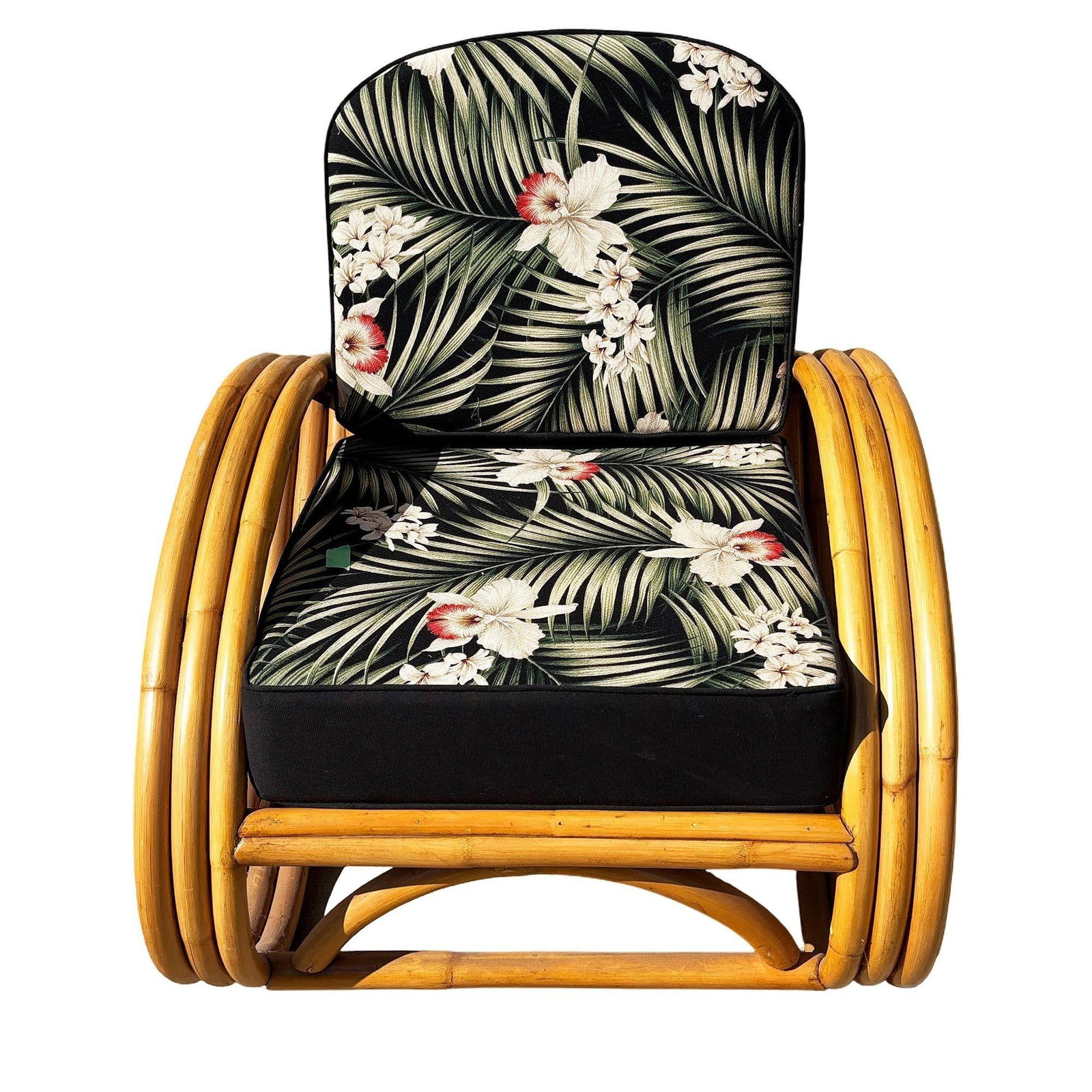 Restored MCM 3-Strand 3/4 Reverse Pretzel Rattan Lounge Chair& Ottoman Pair - 3