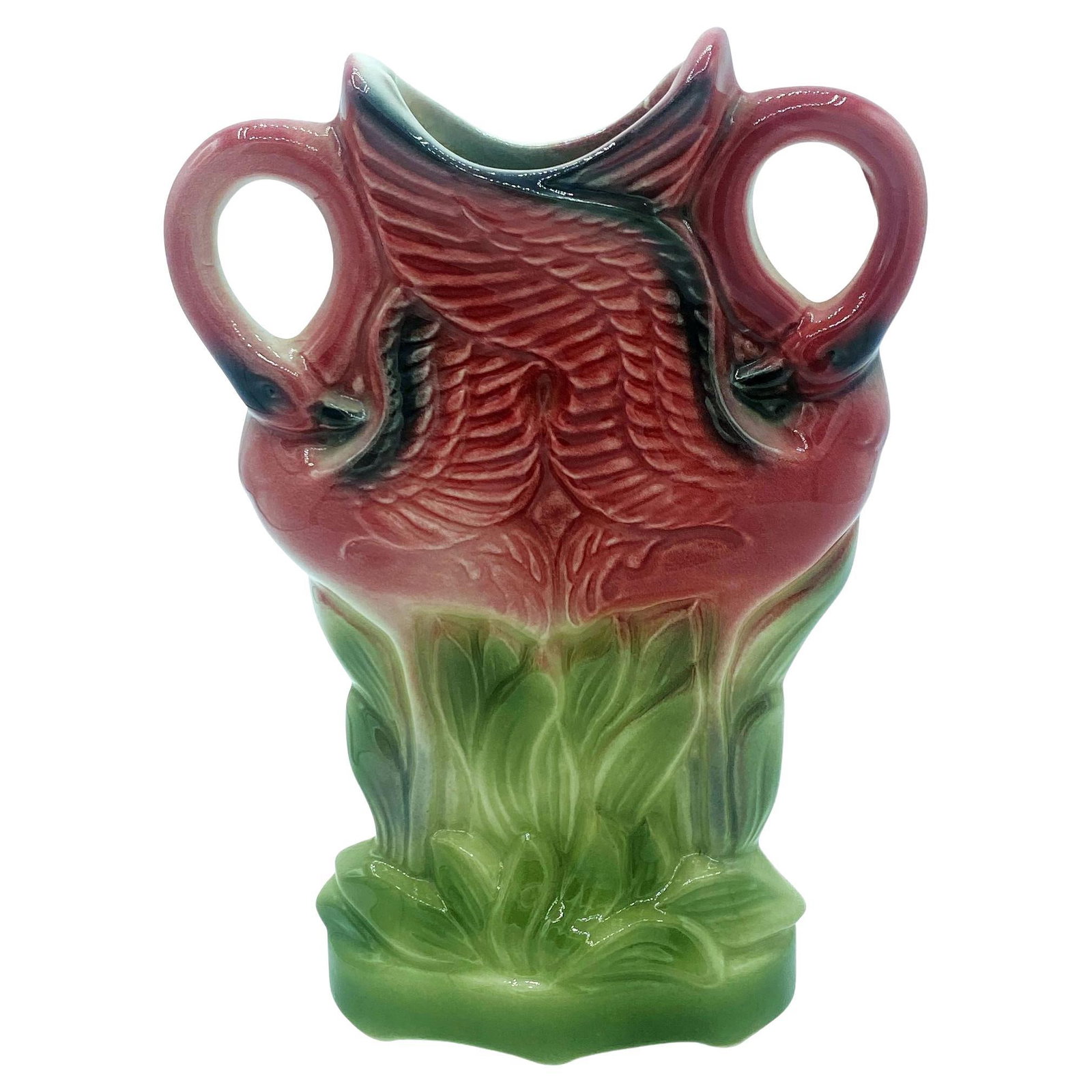 Rare Mid-century Ceramic California Pottery Tropical Flamingo Flower Wall Vase (1 of 5)