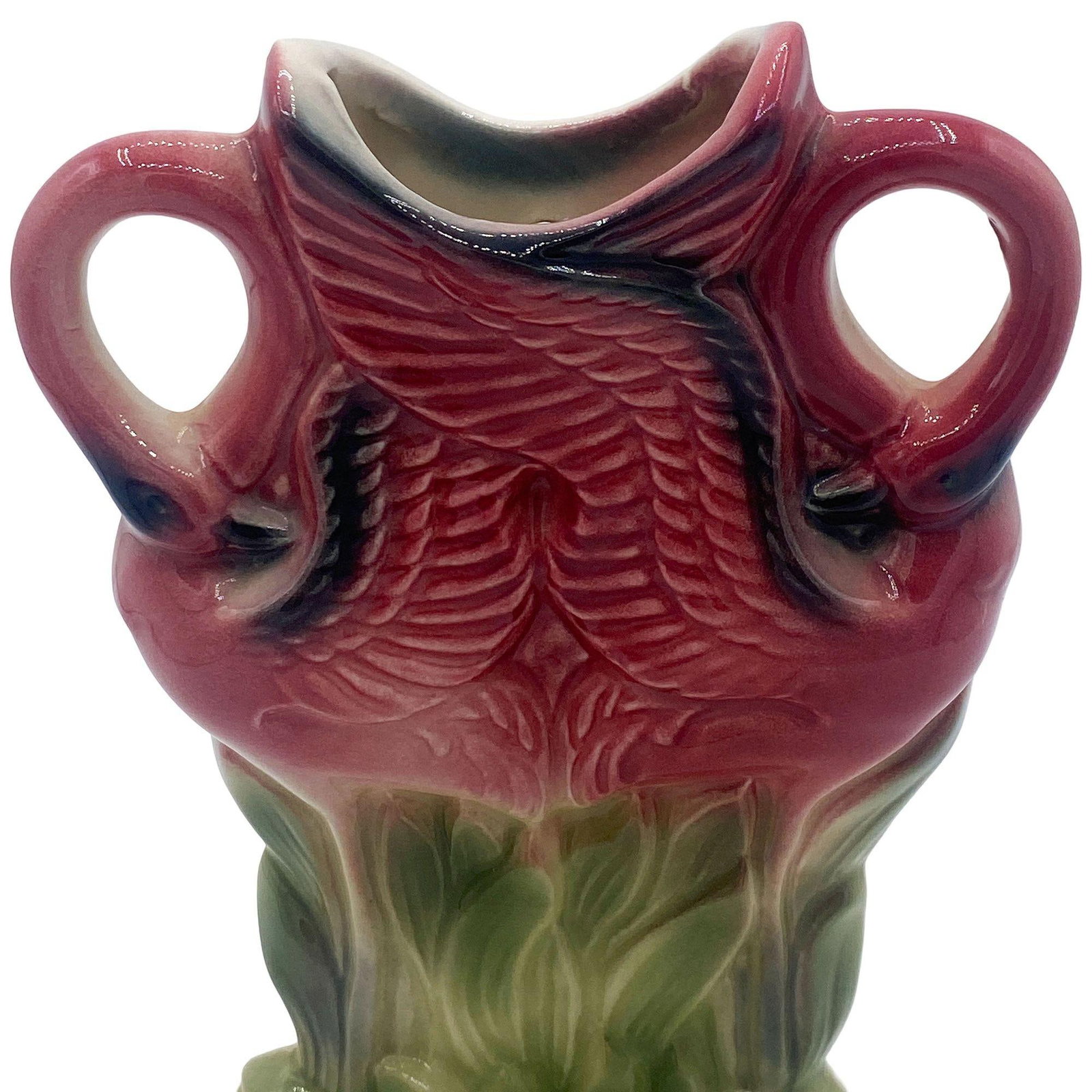 Rare Mid-century Ceramic California Pottery Tropical Flamingo Flower Wall Vase - 2