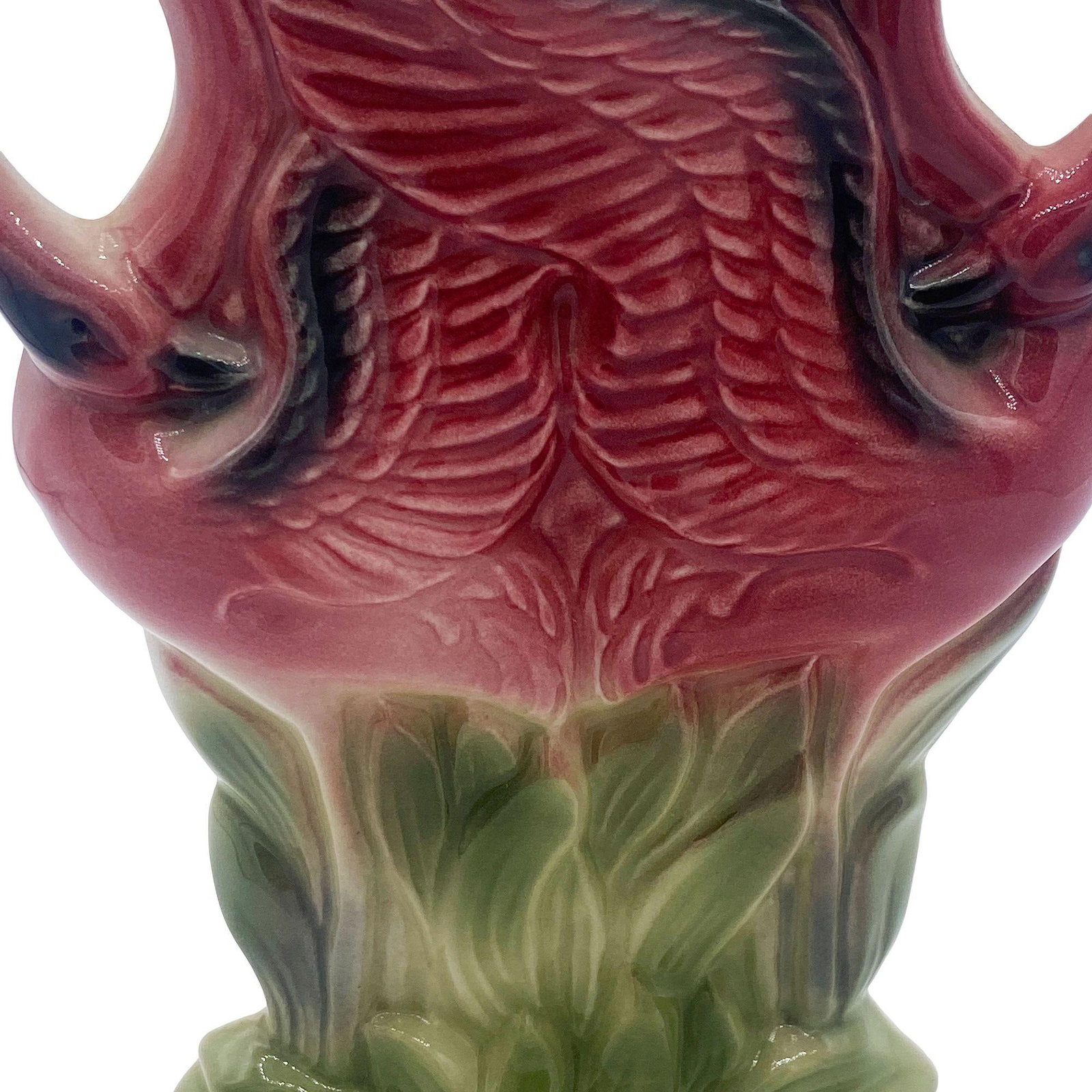 Rare Mid-century Ceramic California Pottery Tropical Flamingo Flower Wall Vase - 4