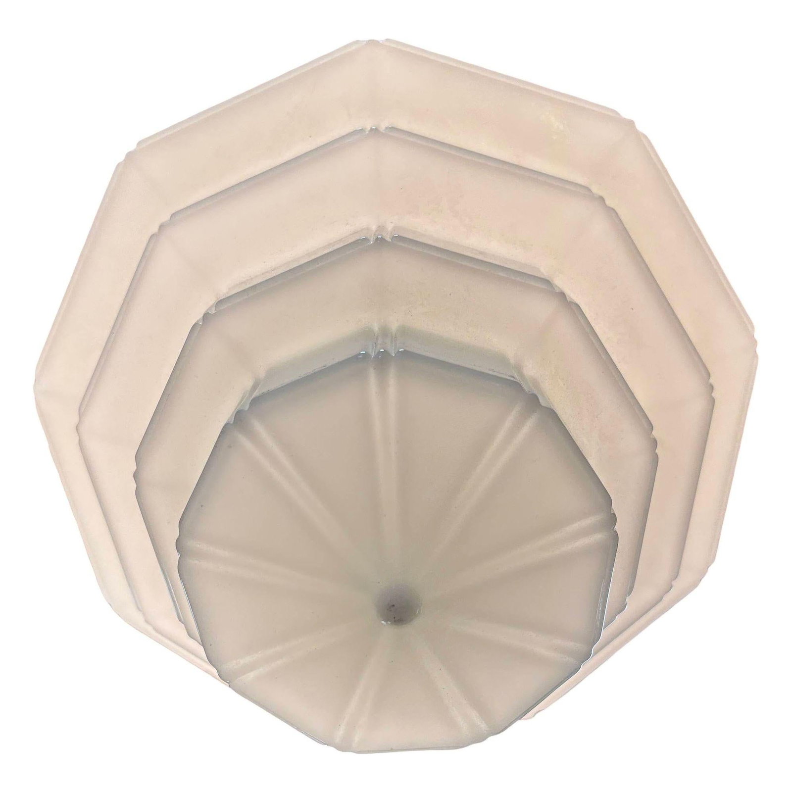 Art Deco Copper Acanthus Leaf Hanging Pendant Light w/ Stepped Milk Glass Shade - 3