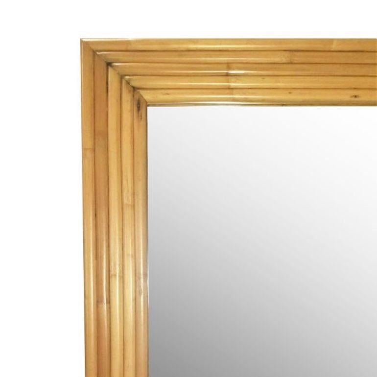 Restored 1948 Seven-Strand Rattan Mirror by Tropical Sun Rattan Co, 3 Available - 2