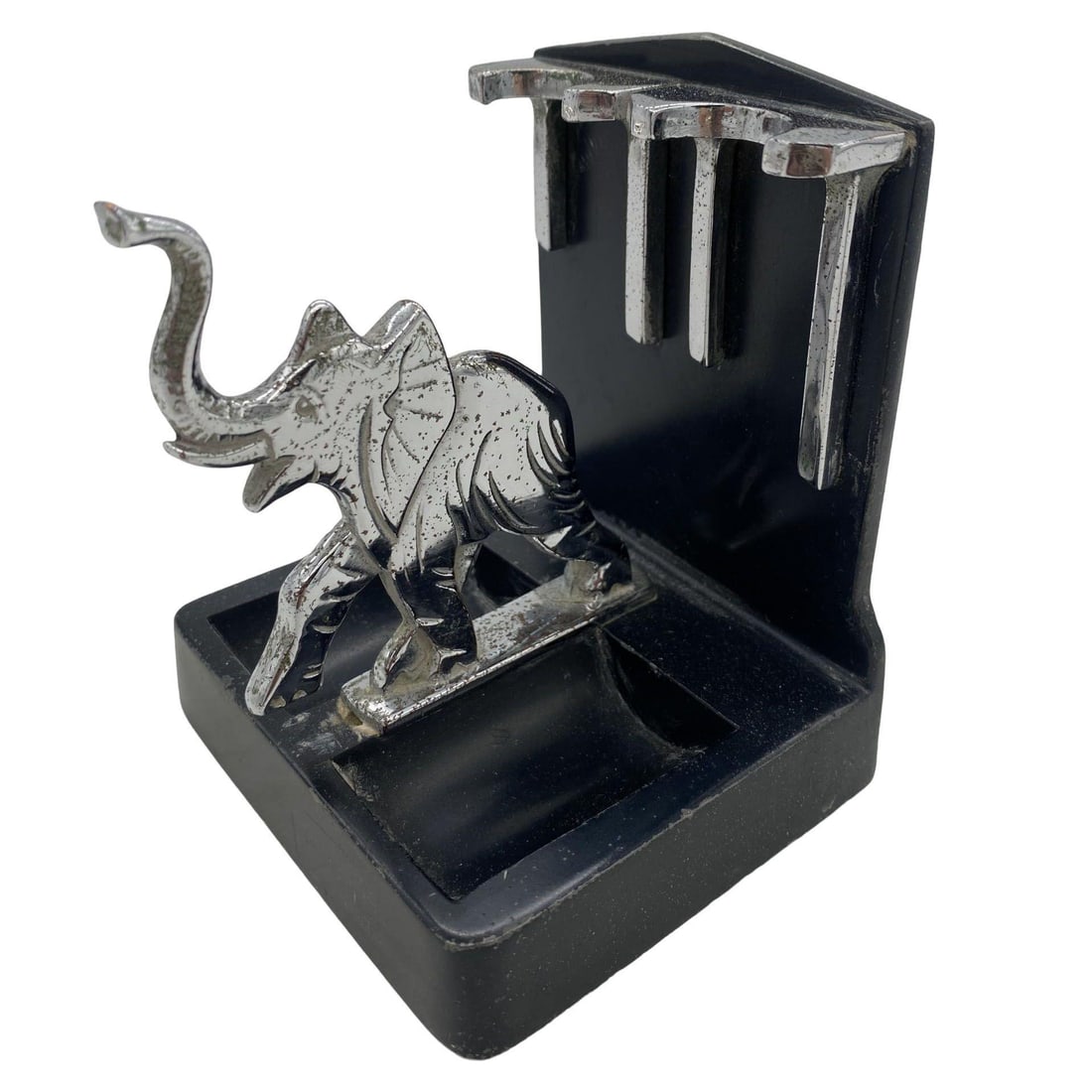 Rare Chrome Art Deco Elephant Pipe Holder by Ronson - 3