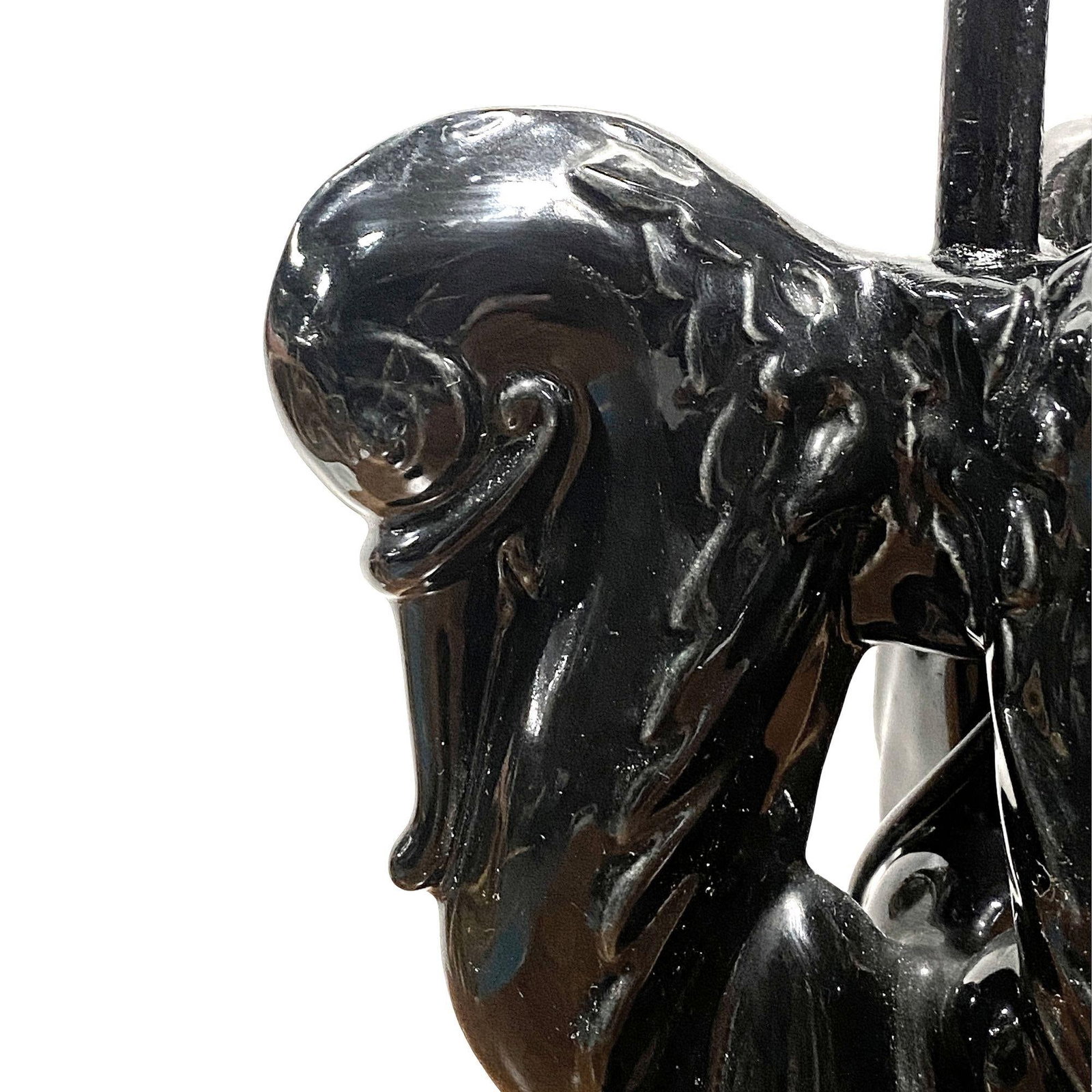 Mid Century Black Ceramic Swan Heads Table Lamp - 2
