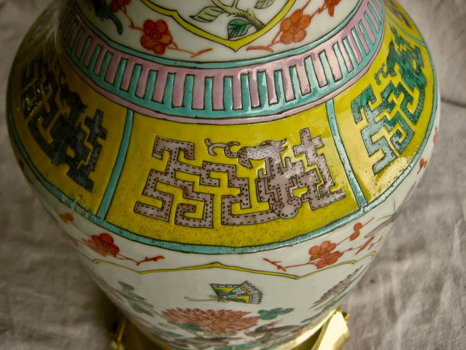 19th Century Large Chinese Vase Bronze Mounted Lamp - 11