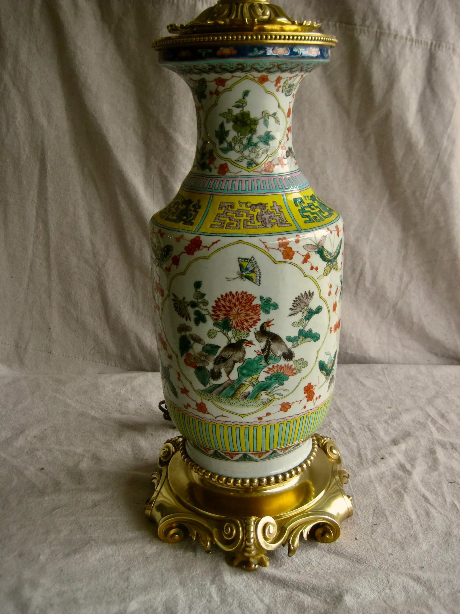 19th Century Large Chinese Vase Bronze Mounted Lamp - 2