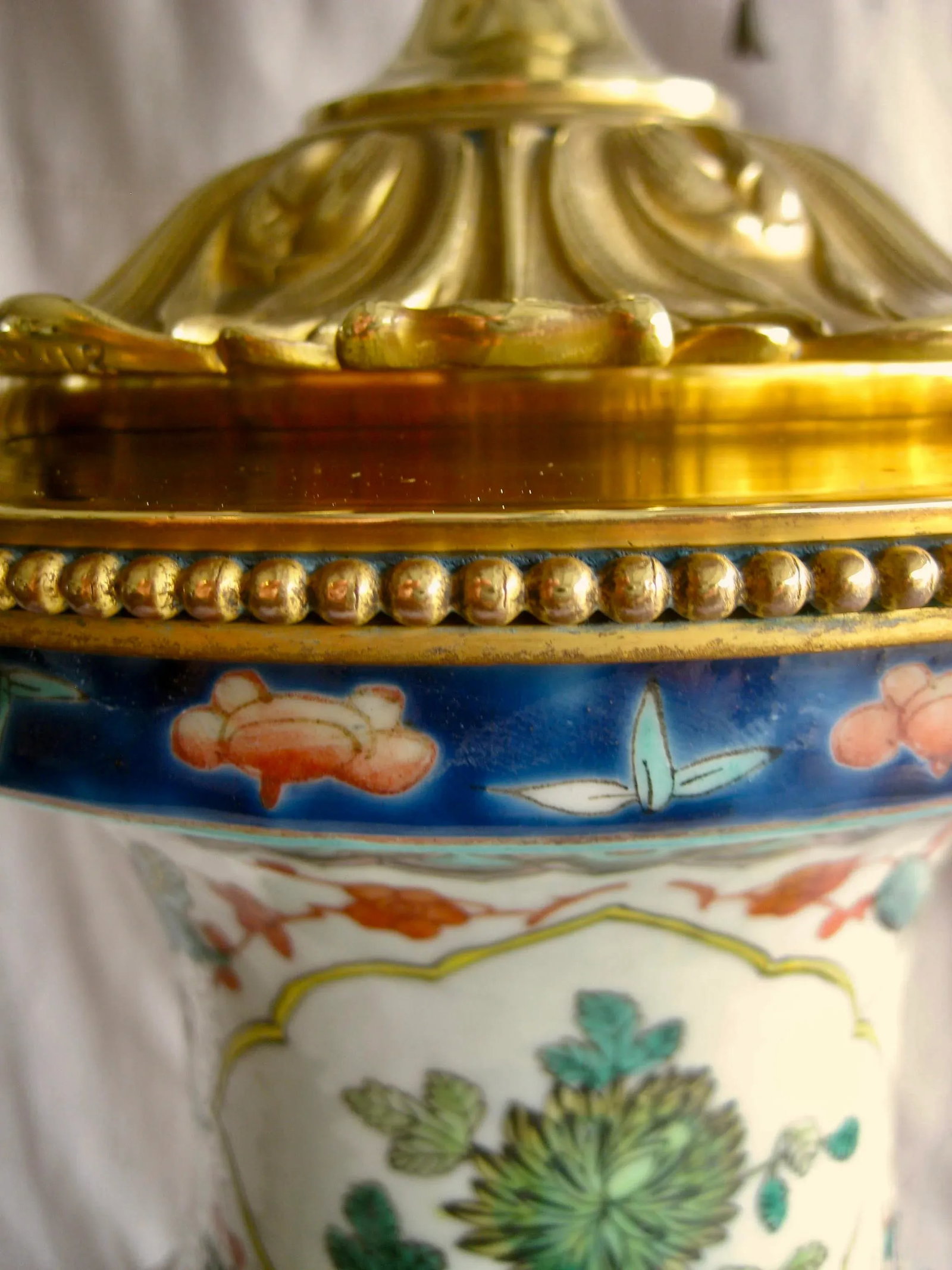 19th Century Large Chinese Vase Bronze Mounted Lamp - 9