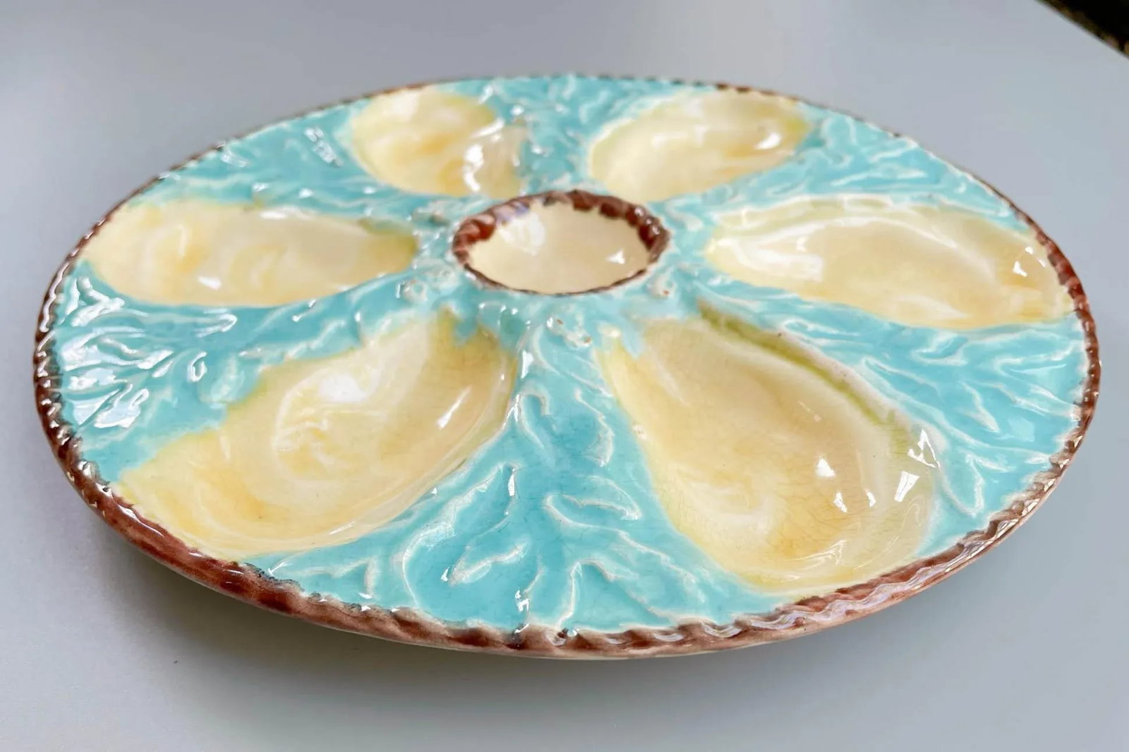 19th Century English Fielding Majolica Oyster Plate - 2