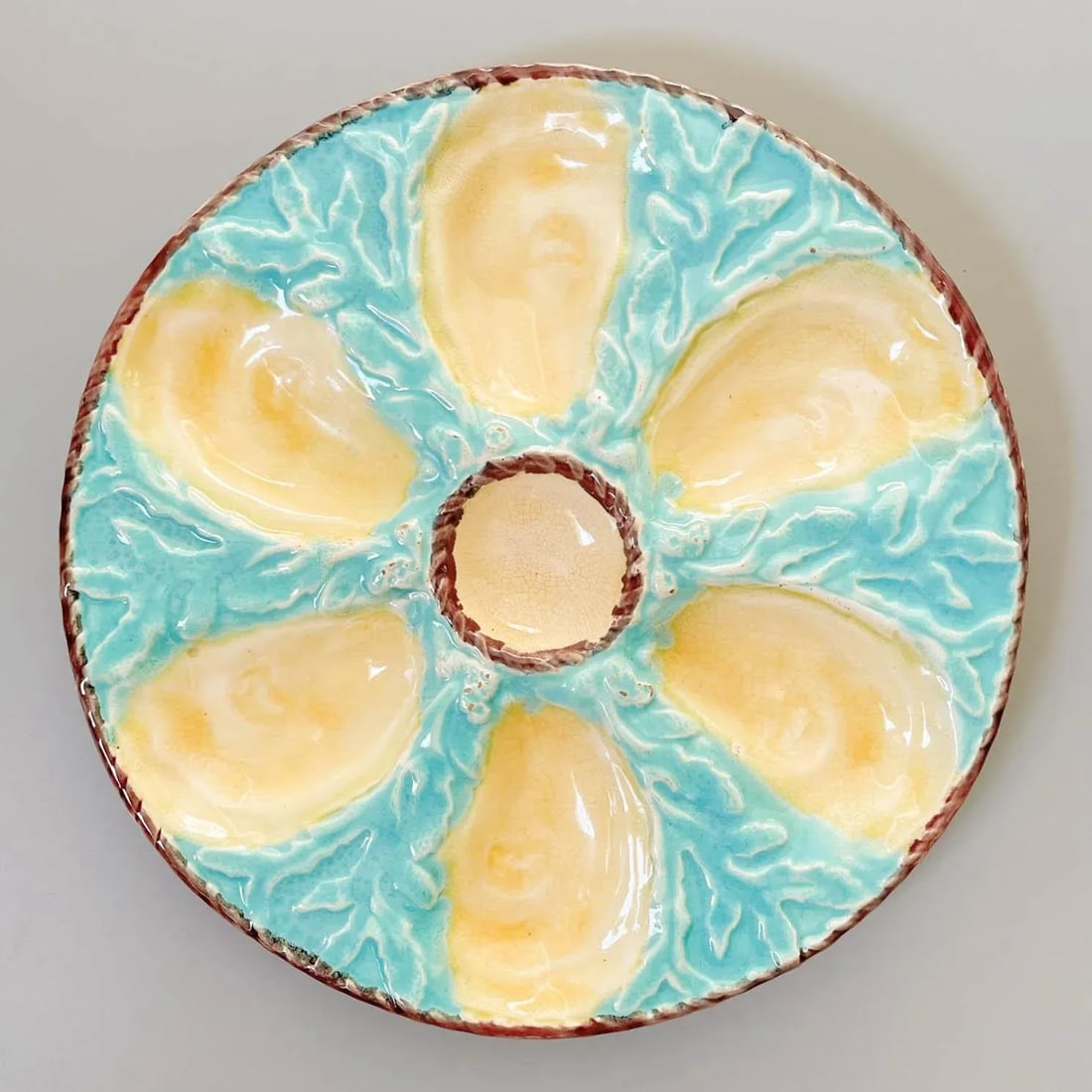 19th Century English Fielding Majolica Oyster Plate - 6